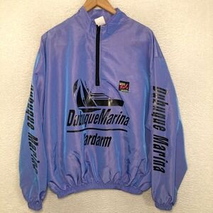 Vtg 1990s Surf Style USA‎ Made Dubuque Marina Windbreaker Jacket OSFA 1/2 Zip